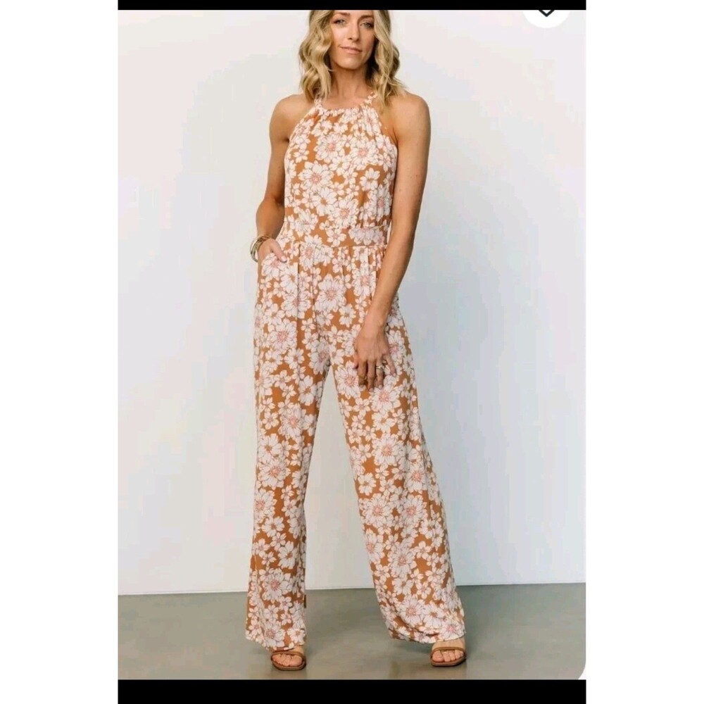 Baltic Born Porto Tie Floral Jumpsuit Wide Leg XL Womens Sleeveless Boho NEW
